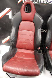 2000-2005 Honda S2000 Seat Set Leather OEM AP1 AP2 S2K BLACK + RED **DAMAGE**