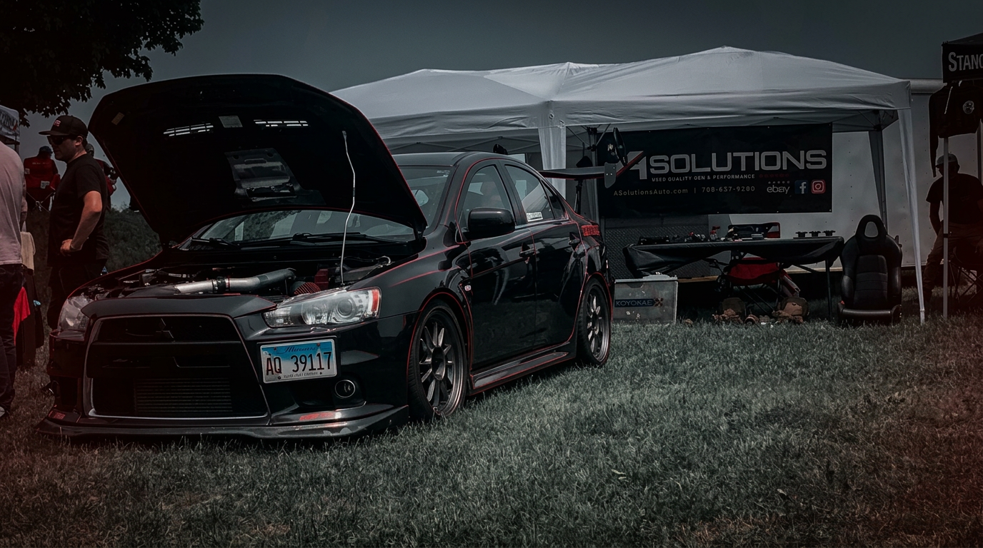 Mitsubishi Evo X at A-Solutions event tent