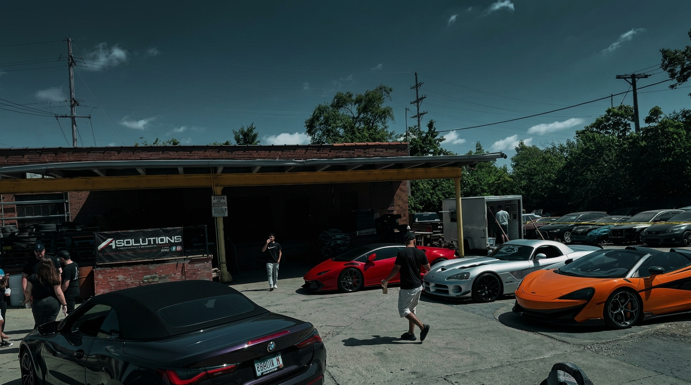 A-Solutions shop front with exotic cars