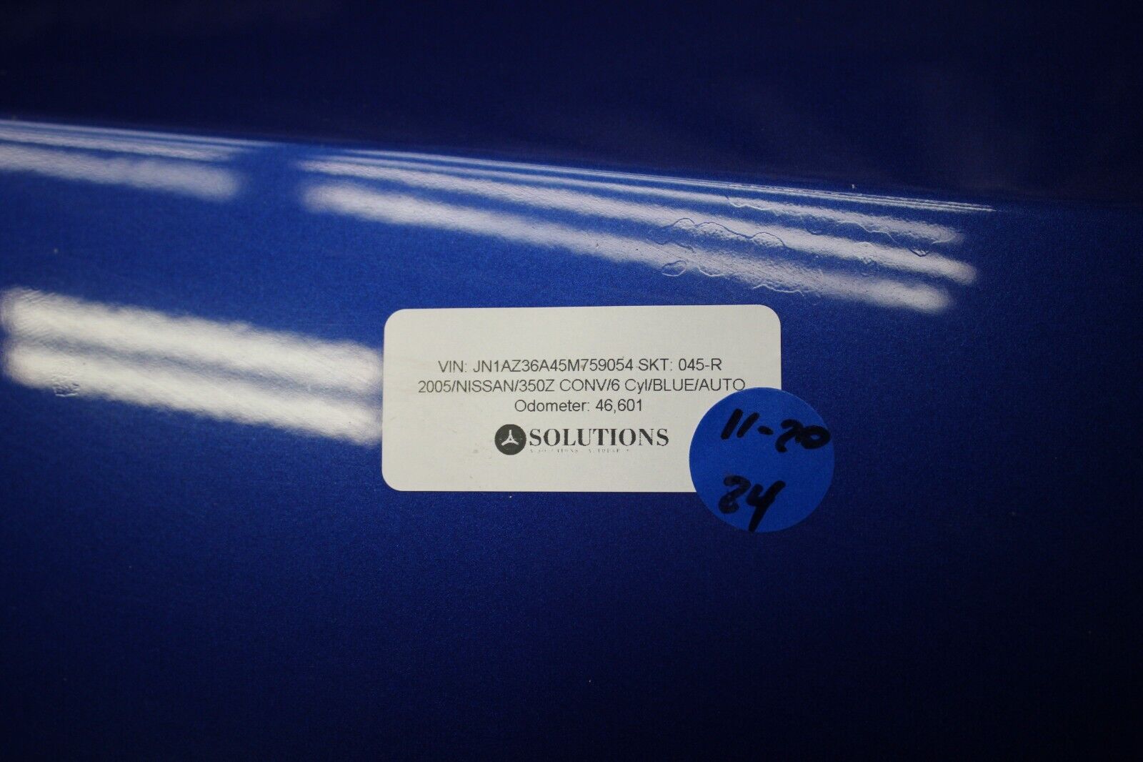 03-09 Nissan 350Z Convertible Trunk Lid Decklid Blue