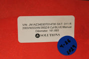 2003 Nissan 350z GPS Navigation Screen