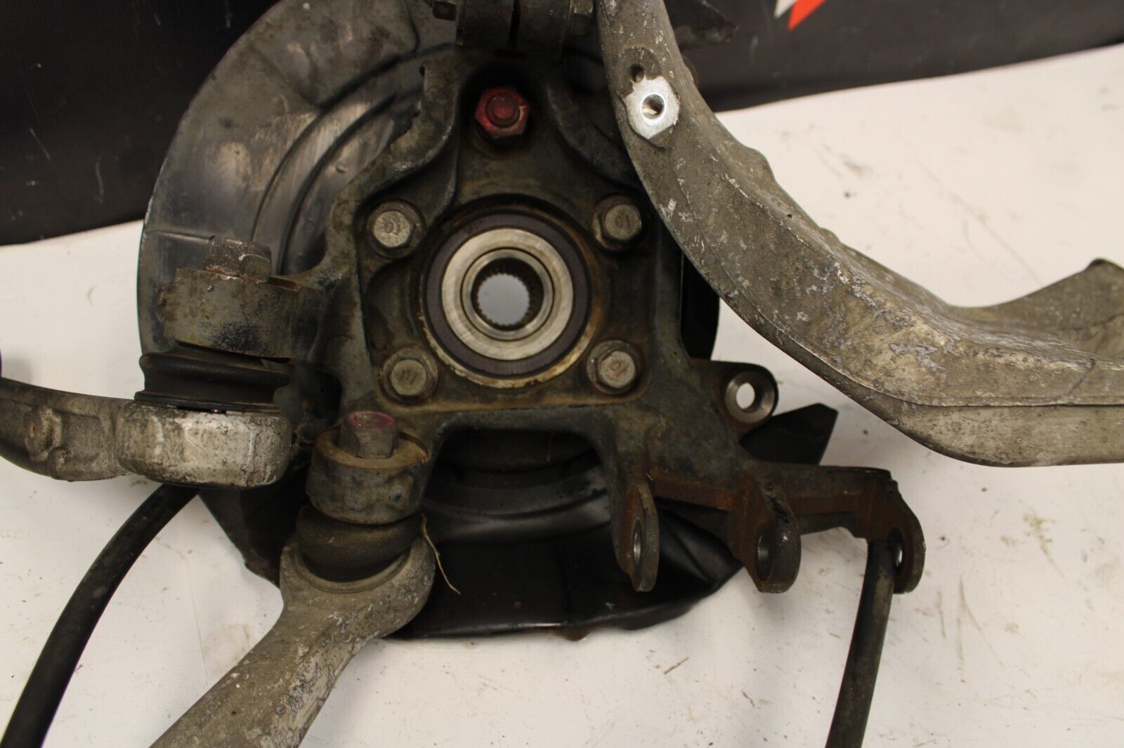 08-15 Mitsubishi Evo X Rear Right Knee Control Spindle Knuckle Pass Complete