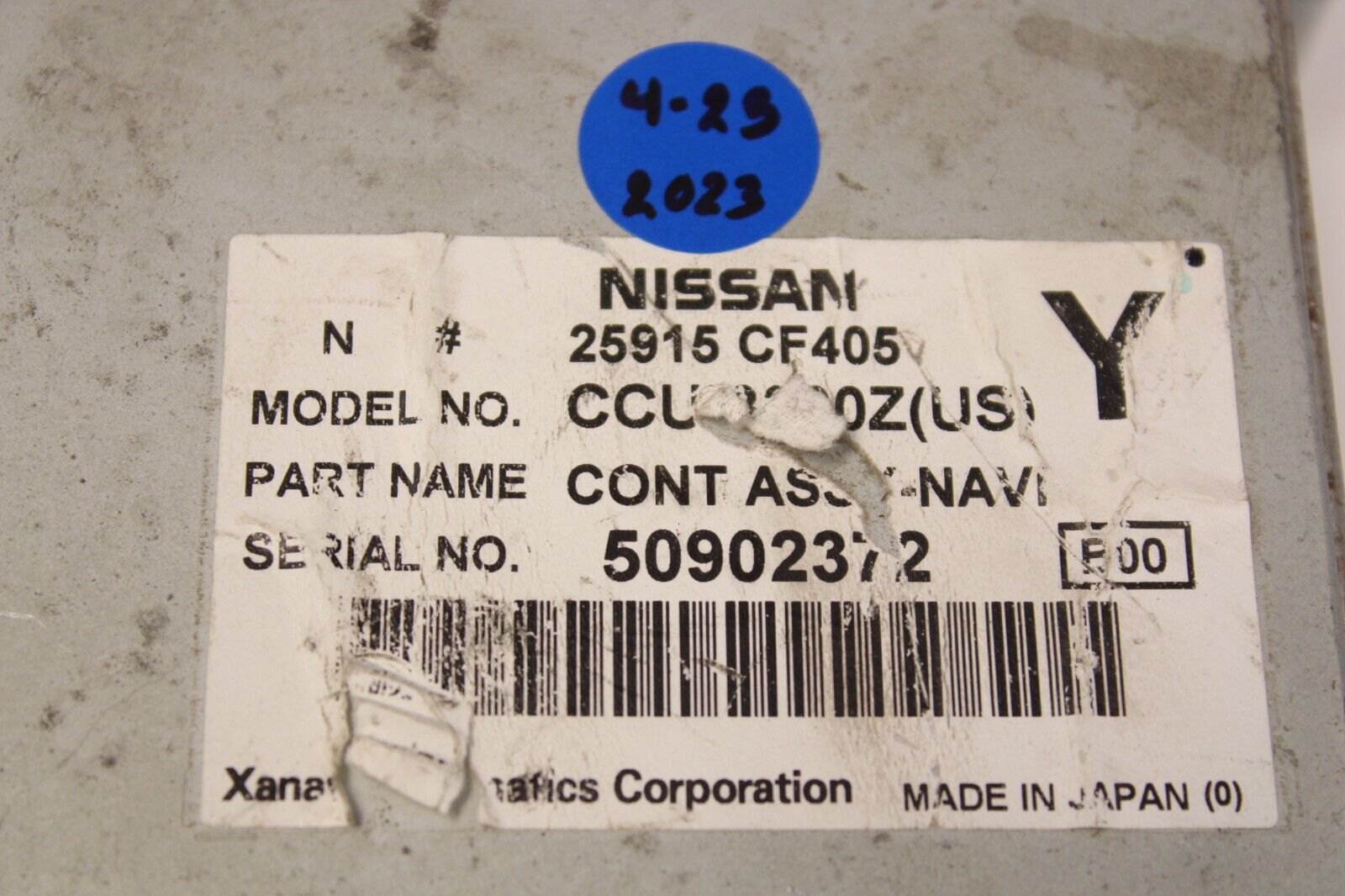 2006 Infiniti G35 GPS Drive Disc DVD Player Navigation P/N 25915 CF405
