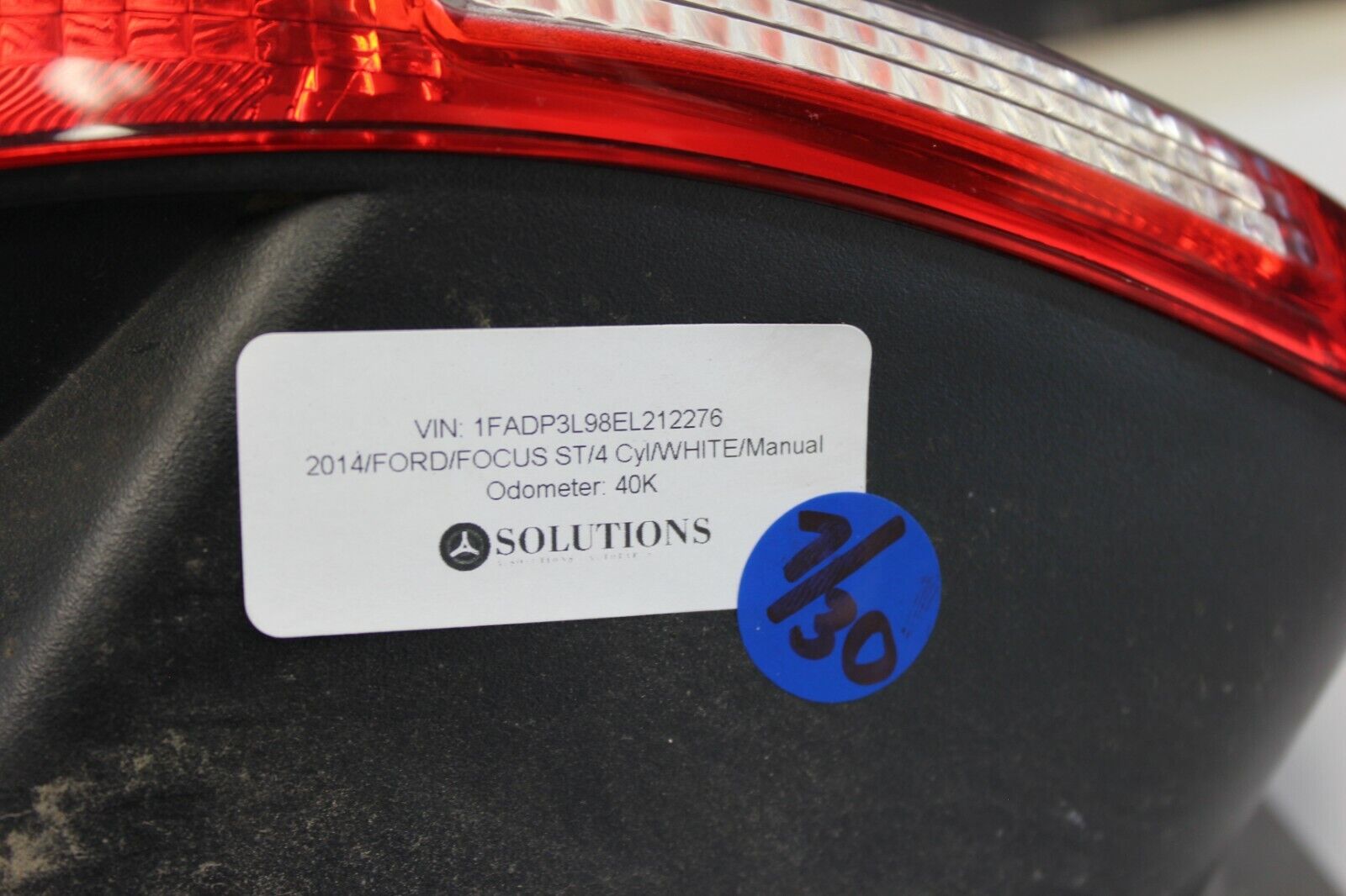 2013-2014 Ford Focus ST Hatchback Tail Light Right Passenger OEM
