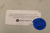 2004 HONDA S2000 AP2 OEM ECU ENGINE CONTROL UNIT USED 37820-PZX-A02