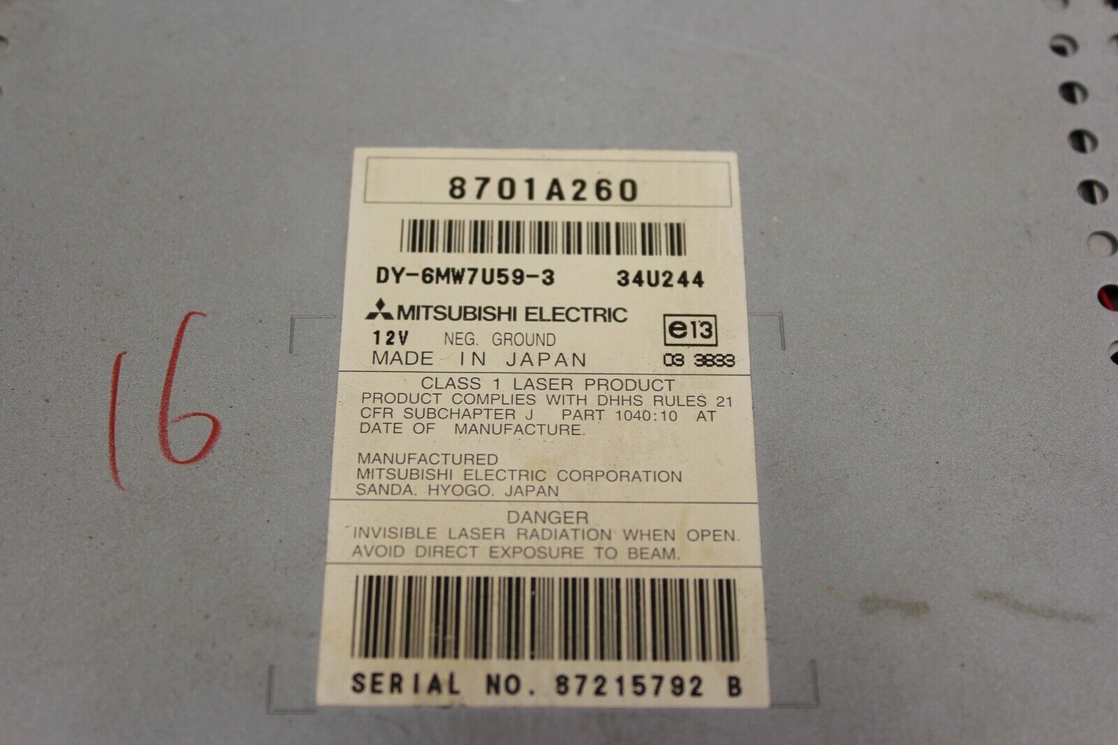 2010 MITSUBISHI LANCER RALLIART RADIO MP3 CD PLAYER 8701A260  OEM