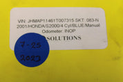 OEM HONDA S2000 AP2 AP1 WINDOW REGULATOR WITH MOTOR LEFT DRIVER SIDE 00-09