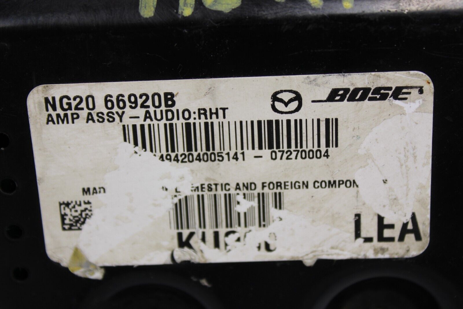 2007 2008 07 08 MAZDA MIATA MX-5 MX5 BOSE AUDIO RADIO STEREO AMP AMPLIFIER USED