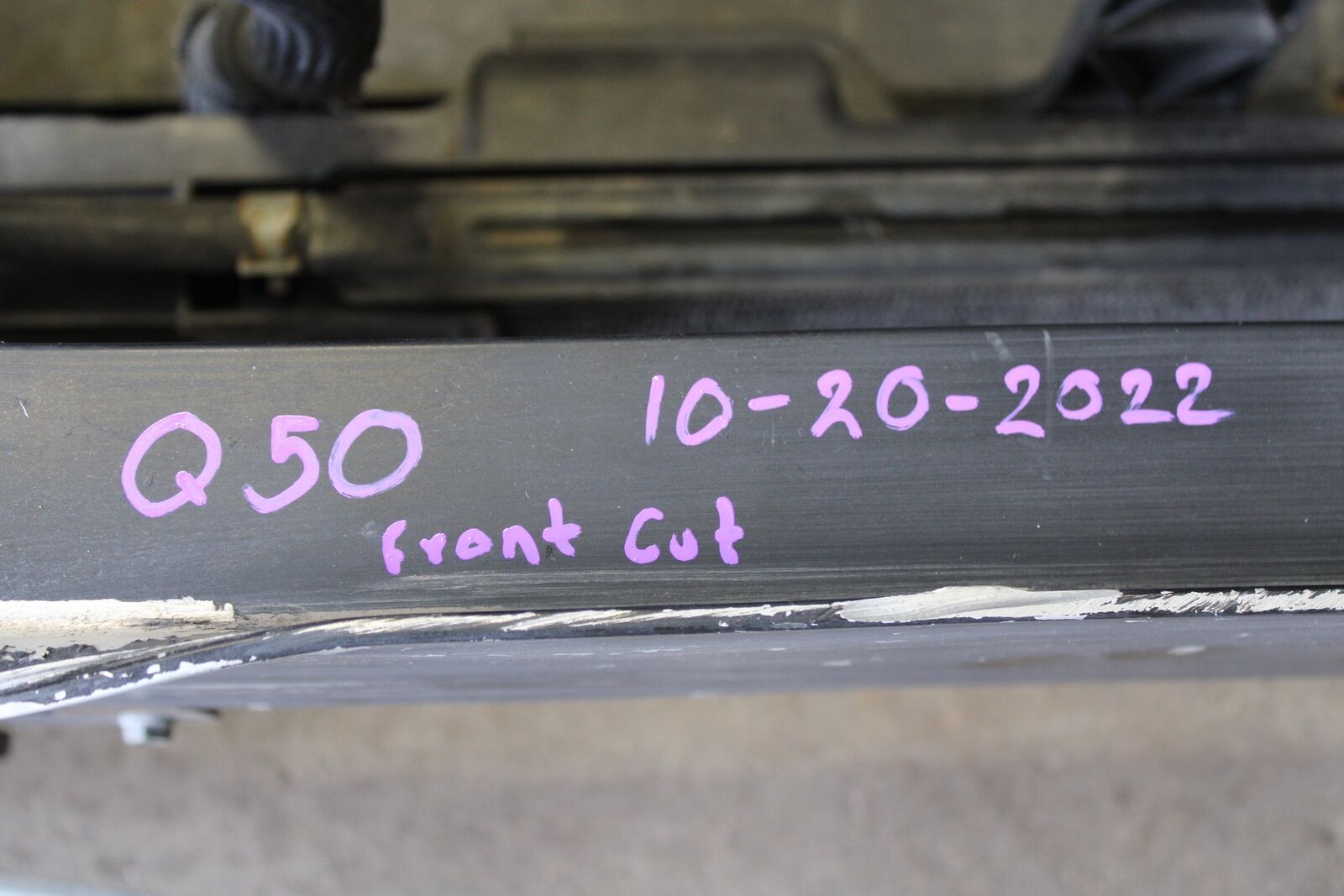 2019 INFINITI Q50 FRONT RADIATOR CORE SUPPORT FRAME RAIL CUT