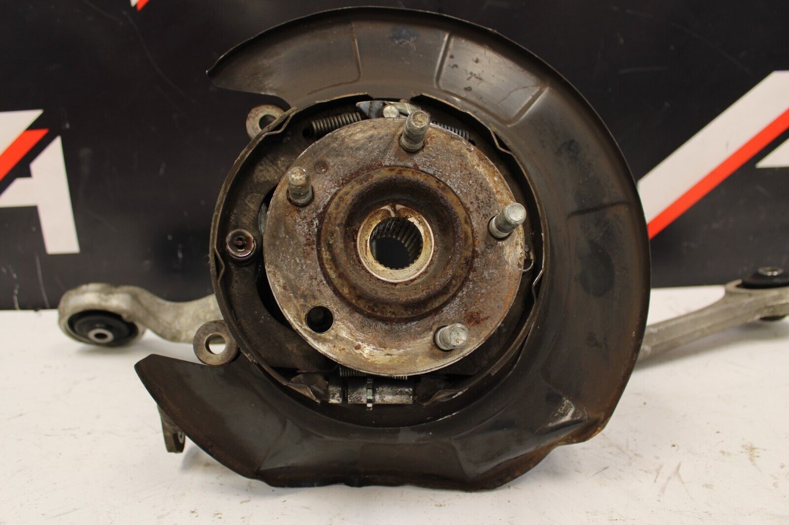 08-15 Mitsubishi Evo X Rear Right Knee Control Spindle Knuckle Pass Complete